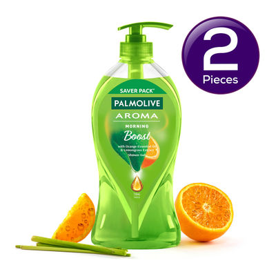 Palmolive Orange Essential Oil & Lemongrass Aroma Morning Boost (Tonic), Brightening Body Wash 750 ml Combo