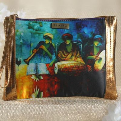 Priyaasi Women's Abstract Fabric 1 L Zipper Pouch | Multicolour - One Size