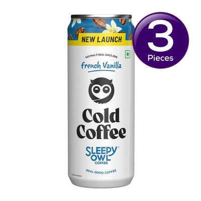 Sleepy Owl French Vanillla Cold Coffee Can 230 ml  X 3 Combo