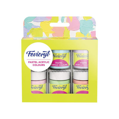 Fevicryl Multi Surface Pastel Acrylic Colours Kit 6 x15 ml Ideal For Artists