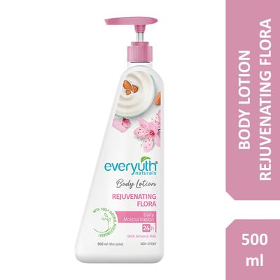 Everyuth Naturals Body Lotion - Rejuvenating Flora with 100% Nautral Almond Milk