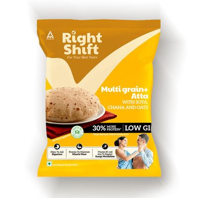 ITC Right Shift Multigrain+ Atta, 30% MORE protein | Goodness of Soya, Chana and Oats 1 kg X 3 Combo