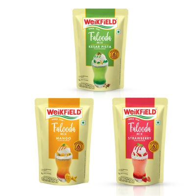Weikfield Mango Falooda Mix Instant Falooda Mix Carton(200gms), Weikfield Falooda Mix Strawberry Flavour Pouch(200gms) & Weikfield Falooda Mix Kesar Pista Flavour(200gms) Combo