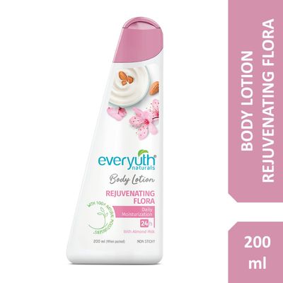 Everyuth Naturals Body Lotion - Rejuvenating Flora with 100% Nautral Almond Milk