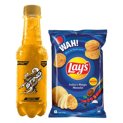 Lay'S India'S Magic Masala Potato Chips (67g) & Sting Gold Night Fuel Energy Drink (250ml) Combo