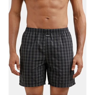 Jockey 1223 Men's Super Combed Mercerized Cotton Woven Checks Boxer|SidePocket|PO2 | Multicolor-S