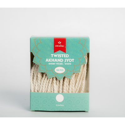 Swaha Akhand Jyot Short Wicks 4 in - White