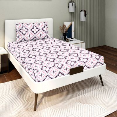 BAY6 110 GSM Microfibre Single Bedsheet with 1 Pillow Cover (150 x 220 cm) – Pink