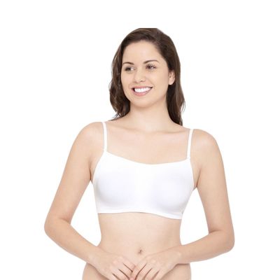 Enamor Women's A022 Full Coverage Comfort Cami Cotton Bra | Non Padded | Wirefree | White - L
