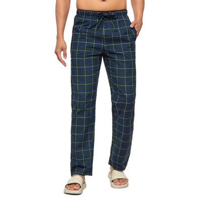 XYXX Checkmate 100% super combed cotton Checks Pyjama Relaxed Fit | 2 Side pockets | Navy- M