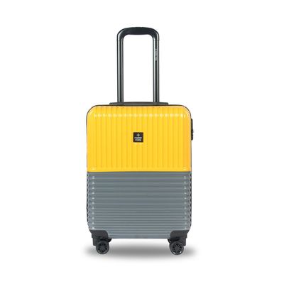 Nasher Miles Unisex Striped ABS and PC 47 L Cabin Luggage | Grey and Yellow - S