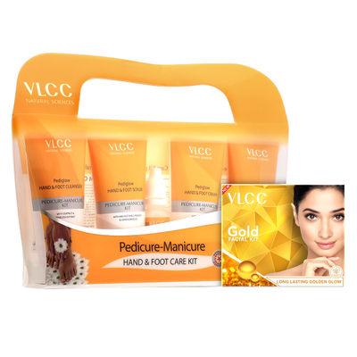 Vlcc Gold Facial Kit For Luminous & Radiant Complexion(60gms) & Vlcc Pedicure-Manicure Hand & Foot Care Kit(1pc) Combo