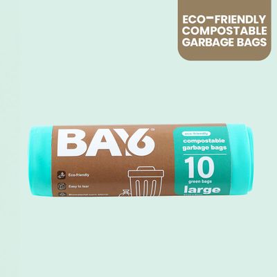 BAY6 Compostable Garbage Bags Roll- Large - 24 x 32 Inch - Green
