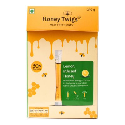 Honey Twigs Lemon Infused Honey| 30 Twigs Pack