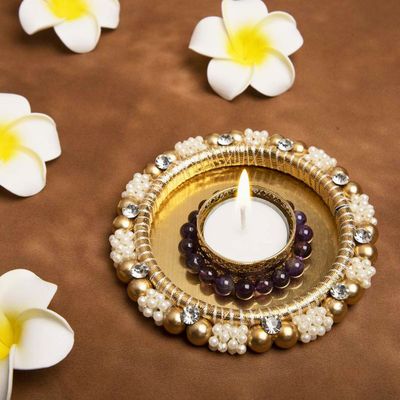 Bodh Gem and Crystals Aarti Thali With Amethyst