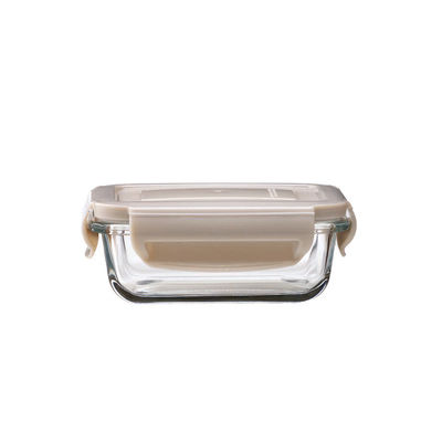 BAY6 Premium Imported Borosilicate Glass Container with Lid 160 ml - Square - Beige