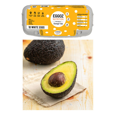 Eggoz Nutrition Protein Rich Farm Fresh White Eggs (10pc) & Avocado Hass Imported (1pc) Combo