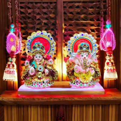 Diacraft Lakshmi Ganesh Idol - Diwali Puja Kripalu 4 Inch