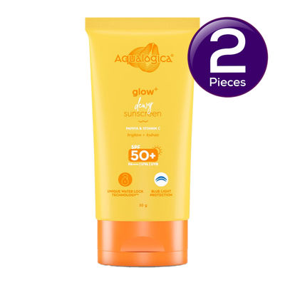 Aqualogica Glow+ Dewy Lightweight & Hydrating Sunscreen With Spf 50+ & Pa++++ For Uva/B 30 g X 2 Combo