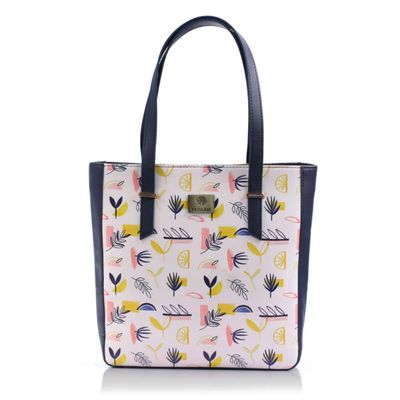 Priyaasi Women's Polyurethane 11.5 L Double Handle Tote Bag | Blue and White - One Size
