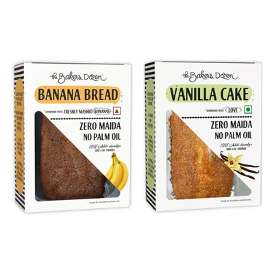 The Baker'S Dozen Wholewheat Banana Walnut Cake (150g) & The Baker'S Dozen Vanilla Cake (150g) Combo