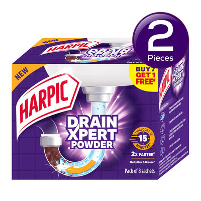 Harpic Drain Cleaner Powder - Sink & Pipe Cleaner For Drainage Block 400 g Combo