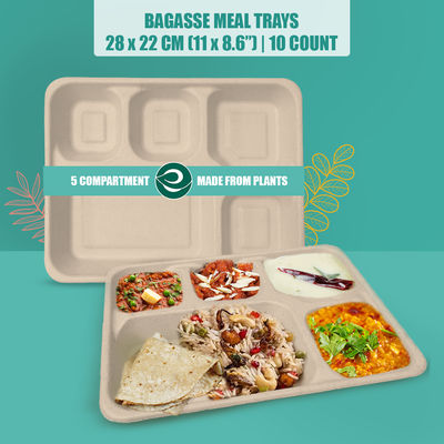 ECO SOUL 10 Count | 5CP Disposable Meal Tray/Plate