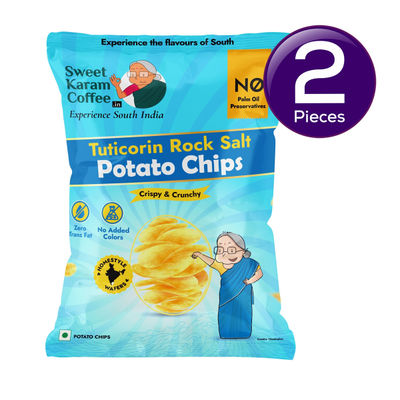 Sweet Karam Coffee Tuticorin Rock Salt Potato Chips - No Palm Oil 60 g X 2 Combo