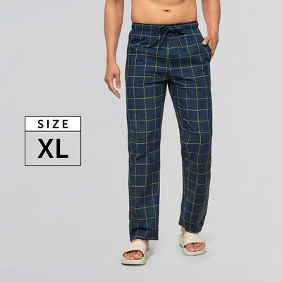 XYXX Checkmate 100% super combed cotton  Checks Pyjama Relaxed Fit | 2 Side pockets | Navy- XL
