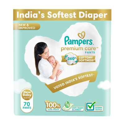 Pampers Premium Care Diapers Pant For Kids | White | NB (Up to 5 kg)