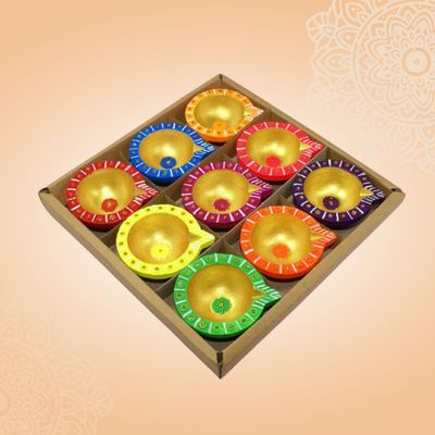 Skilsy Handicrafts Kunj Gifting Diya - Pack Of 9