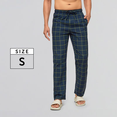 XYXX Checkmate 100% super combed cotton Checks Pyjama Relaxed Fit | 2 Side pockets | Navy- S