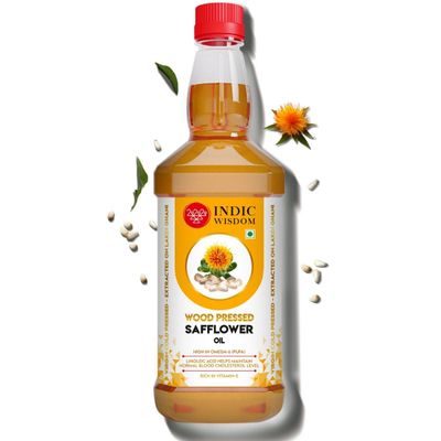 Indic Wisdom Wood Pressed Safflower Oil | Cold Pressed - Extracted on Wooden Churner