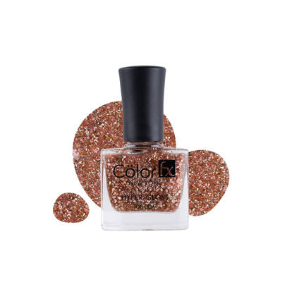 Color Fx Ultra Glossy Glitter Nail Polish, Rose Gold Transparent Top coat Long Lasting Nail Paint, 173