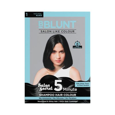 Bblunt Natural Black 5 Minute Shampoo Hair Colour For 100% Grey Coverage
