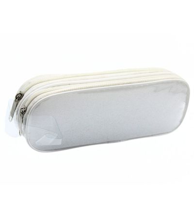 Double Zipper Transparent Stationery/Travel Pouch, Assorted Color, Large Size