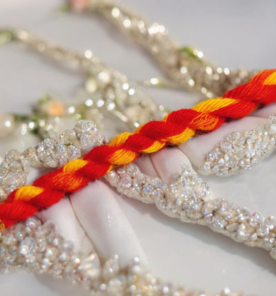 House Of Festivals Red & Yellow Dori Rakhi Made With Braiding