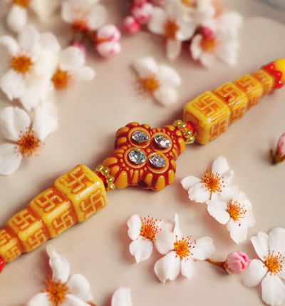 House Of Festivals Mauli Rakhi - with Swastik Beads | Spiritual Symbol