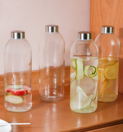 Nestasia Borosilicate Glass Water Bottles 1L Set Of 4