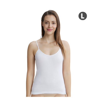 Jockey 1487 Women's Super Combed Cotton Rib Camisole|Adjustable Straps | White-L