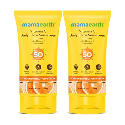 Mamaearth Vitamin C Daily Glow Sunscreen With Vitamin C & Turmeric For Sun Protection & Glow 50 g Combo