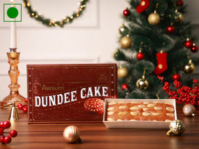 Awsum Handcrafted Classic Scottish Dundee Cake, No Maida, No Palm Oil, No Refined Sugar (Eggless / Veg)