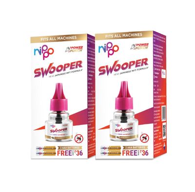 Nippo Swooper Liquid Vaporizer I Mosquito Repellent Pack Of 2 Refill(45Ml Each) Sandalwood Fragrance