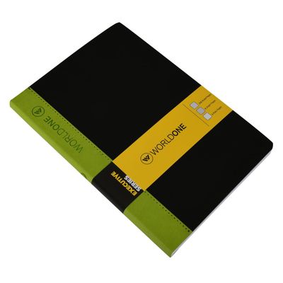 Worldone B5 Size Ruled Single Line Pu Executive Notebook (Olive Green, 224 Pages)