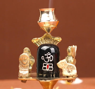 Shivling Stone With Brass Abhishek Patra By Servdharm