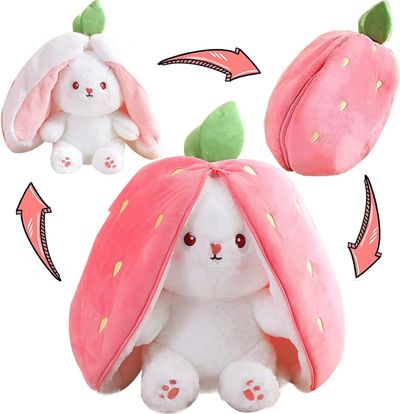 Babique Reversible Carrot Plush Soft Toy Cute Kids Animal Home Car Decor Kids Birthday Boys/Girls/Baby (Pink) 25 cm