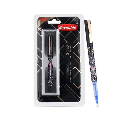 Reynolds Trimax Gold Roller Ball Pen Set (1 Blue Pen; Premium Pen For Professional)