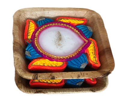 Skilsy Handicrafts Swastik Clay Diya - Set Of 2