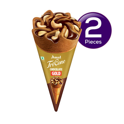 Amul Gold TriCone Chocolate Ice Cream Cone 120 ml Combo