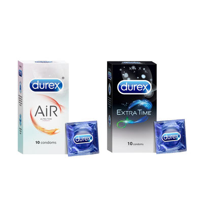 Durex Extra Time Pack Of 10(10pc) & Durex Air Pack Of 10(10pc) Combo